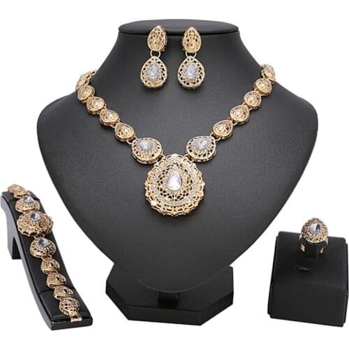Longqu 2020 Nigerian Wedding women custome Jewelry Set Brand African Beads Jewelry Set Dubai Gold-colorful Jewelry Set Wholesale
