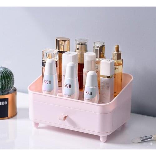 Cosmetic Storage Box Household Transparent Dustproof Large Capacity Double Drawer Cosmetic Box Desktop Storage Box