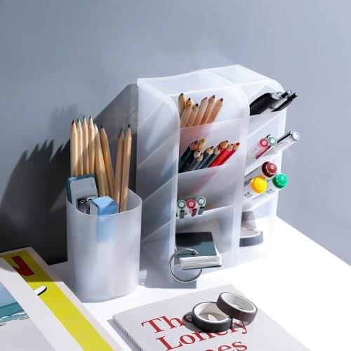Make Up Cosmetic Holder 4 Grid Desktop Storage Box Desk Pen Pencil Organizer Multi-function Sub-grid Portable Sundries Storage