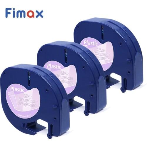 3 Pcs 12267 Compatible DYMO LetraTag Label Tape 16951 16952 12268 Black on Clear 12mm*4m(1/2"x 13') Plastic DYMO label Maker