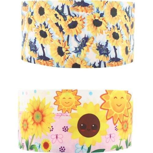 Q&N ribbon 16mm 22mm 25mm 38mm 50mm 75mm sunflower webbing 50yard Ribbons gift box with logo lace /FOE free shipping