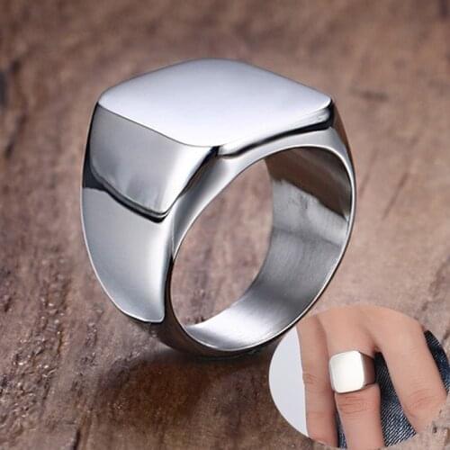 LETAPI 2020 New Fashion Personalized Solid Stainless Steel Stamp Ring for Men Wedding brands Vintage Jewelry Gifts