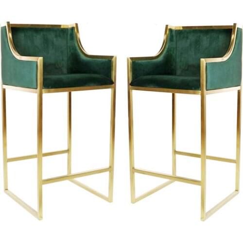 Hot Selling High-end lime green velvet fabric bar chair design furniture