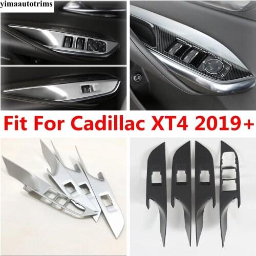 Carbon Fiber Look / Matte Accessories For Cadillac XT4 2019 - 2021 Inner Door Armrest Window Glass Lift Button Panel Cover Trim