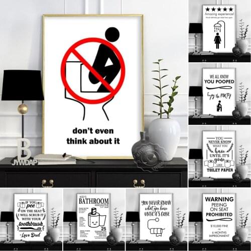Toilet Rules Wall Art Canvas Painting Modern Funny Bathroom Rules Sign Poster Prints Toilet Humour Picture Bathroom Home Decor