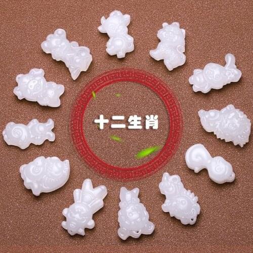 Natural Afghan White Jade Chinese Zodiac Pendant Man Woman Necklace Charm Jewellery Accessories Hand-Carved Luck Amulet