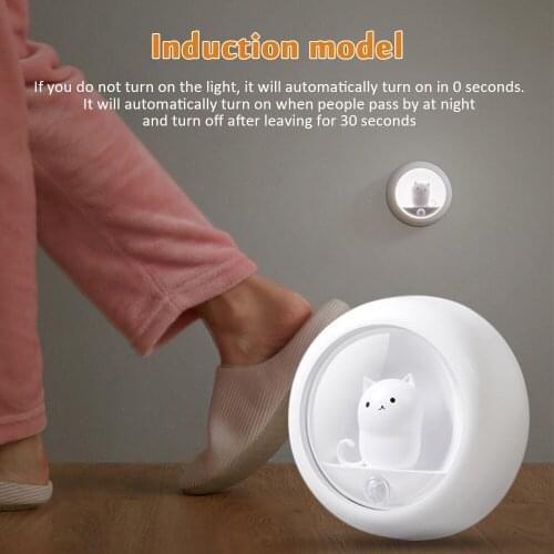 Cute Cat Night Lamp with Motion Sensor Night Lights For Home Childrens Night Light For Bedside/Kitchen/ Cabinet/ Wardrobe