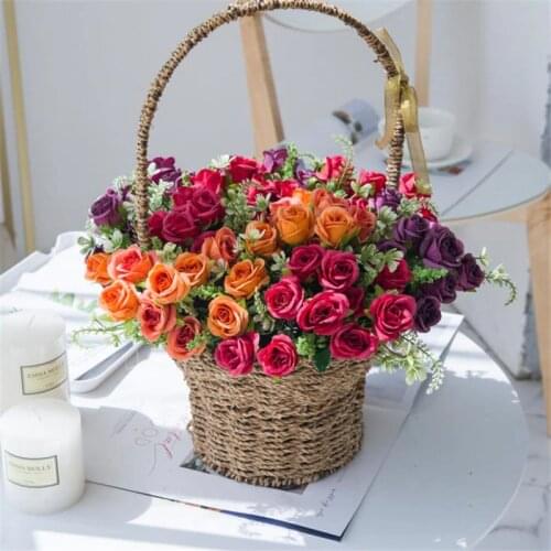 One Fake Table Rose 11" Length Simulation Spring Roses for Wedding Home Decorative Artificial Flowers