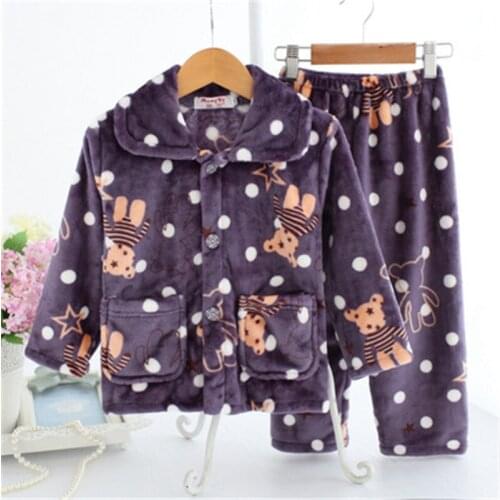 Boy Pajamas Autumn Winter Pajamas 2pcs Children Clothing Set Kids Robe Flannel Fleece Kids Clothing Sets Christmas Gift