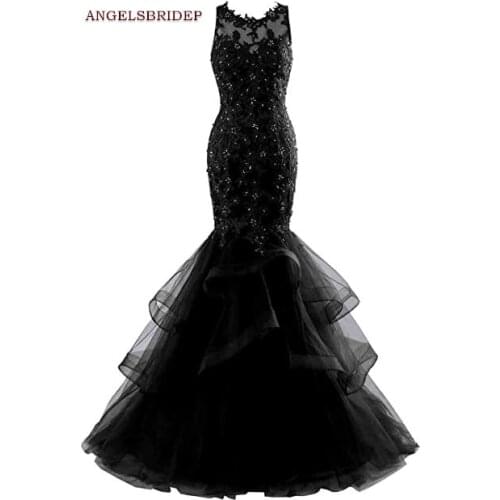 Sexy Sheer Neck Mermaid Prom Dresses Vestidos de festa Fashion See-through Back Floor-Length Tulle Formal Celebrity Party Gowns