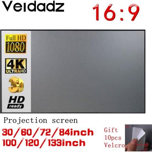 VEIDADZ 16:9 Projector Simple Curtain Screen 60 72 84 100 120 inch Home Outdoor Office Portable 3D HD Projection Screen