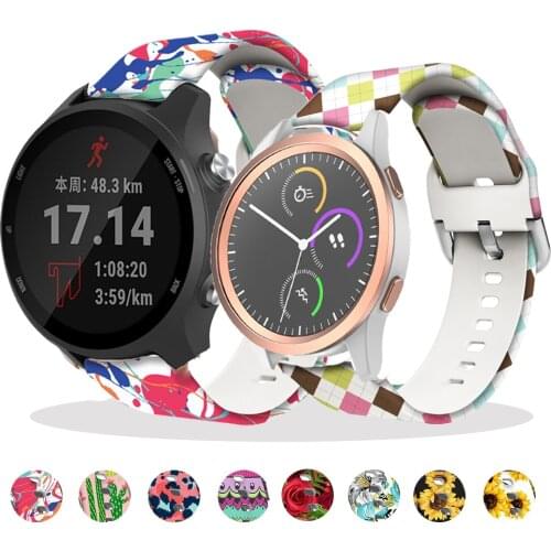 Hot 20 22mm WatchBands Printing Strap For Garmin Forerunner 245M 645 Vivomove 3 HR Vivoactive 3/4 Sport Silicone Bracelet Correa