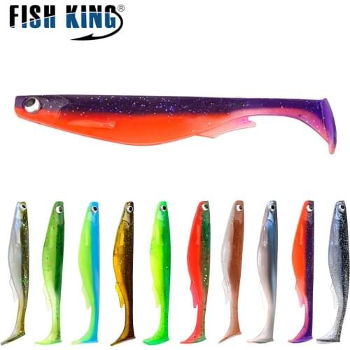 FISHKING 5pieces/pack 101mm 130mm Soft Lures Artificial Lure Fishing Worm Silicone Bass Pike Swimbait 3D EYES attractant Baits