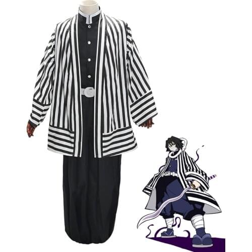 Anime Demon Slayer Kimetsu no Yaiba Iguro Obanai Uniform Cosplay Costume Men Women Cloak Haori Kimono With Wig