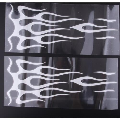 Waterproof Motorcycle Fuel Tank & Fender Flame Sticker Kit Black/White