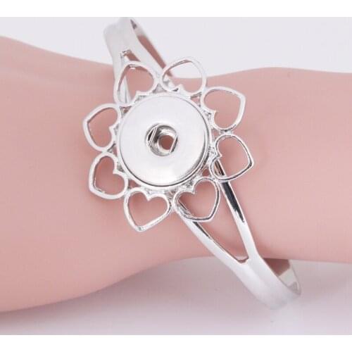 XH6455 fashion love flower women charm bracelet ginger 18mm snap button jewelry bracelets&bangles