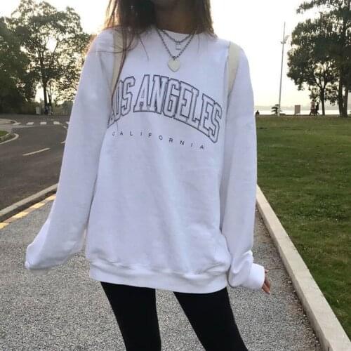 BrandyMelville European and American Long Letter Embroidered Collar Oversized Sweatshirt Top Round Neck Loose Women