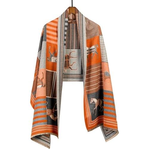 Winter Cashmere Scarf For Women Luxury Shawls and Wraps Animal Print Neck Scarfs Female Kerchief Warm Poncho Scarves For Ladies