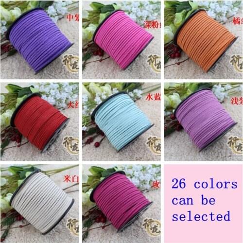 100y/set Flat Faux Suede Korean Velvet Leather Cord DIY Rope Thread Jewelry Making Decorative Handicrafts Accessories 3mm