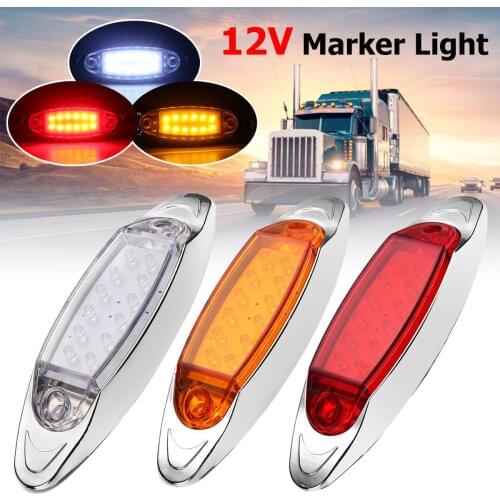 12V LED Side Marker Light 12LEDs Side Indicator Clearance Lamp White Amber Universal For RV Caravan Truck Trailer Bus