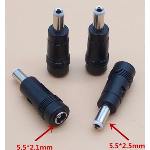2Pcs DC Connector 5.5*2.5mm Male to 5.5 x 2.1 mm Female DC Plug Power Charger Adapter Straight Connector