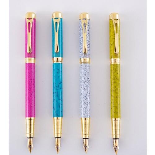 20pcs business gift fountain pen yellow white blue red Marble texture 0.5mm standard iridium nib school office ink pen wholesale