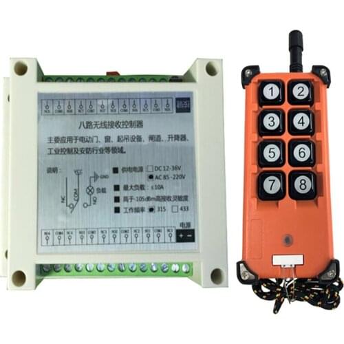2000m AC 110V 220V 250V 8CH Wireless Remote Control LED Light Switch Relay Output Radio RF Transmitter And 315/433 MHz Receiver