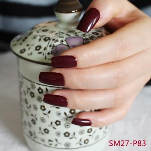 24pcs Hot sell fashion Long section Square head candy false nails decoration Deep burgundy M P83