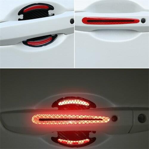 3D Car Door Handle Reflective Strips Warning Tape Door Handle Bowl Cover Sticker For Volkswagen vw POLO Tiguan Passat CC Golf