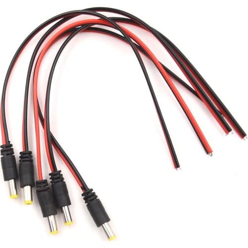 5pcs 5.5*2.1mm Male Plug DC Power Cable Jack LED Power Plug For Security Camera