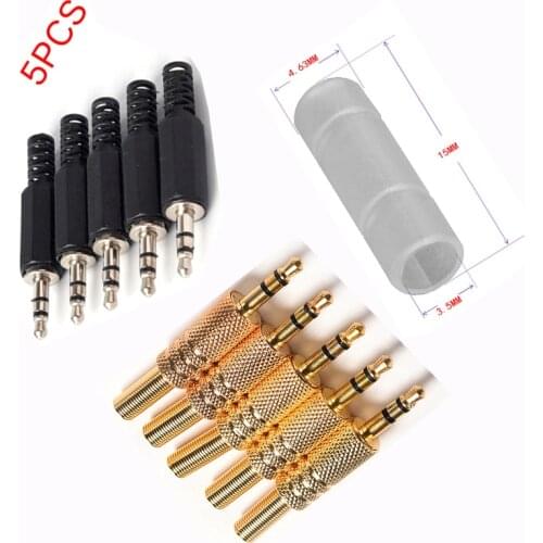 1/5/10pcs Black Plastic Pure Copper Conductor Housing Audio Jack Plug Headphone Stereo 3.5mm Male Adapter