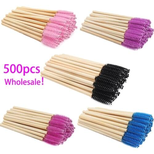 500 Pcs Disposable Eyelash Extension Bamboo Eyebrow Brush Mascara Wand Applicator Spoolers Eye Lashes Brushes Set Makeup Tools