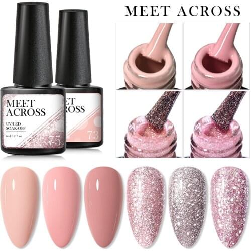 6ml Rose Gold Glitter Sparkly Series Gel Nail Polish Soak Off UV LED Gel Nail Art Sequins Decoration DIY Nail Gel Varnish