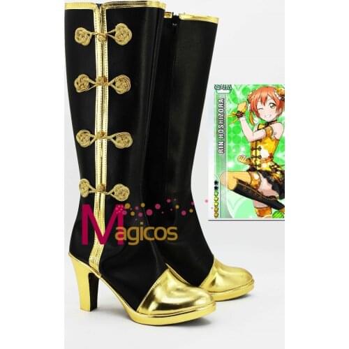 Anime Love Live! Kousaka Honoka Chirpaur Cosplay Party Shoes Black and Golden Boots Custom-made