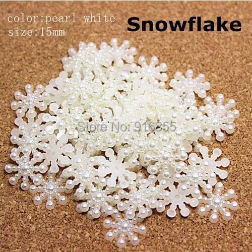 Free shipping 300pcs/1000pcs15MM White Snowflake Beads Craft ABS Imitation Pearls Flatback For Art Scrapbooking/DIY Decoration