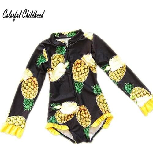 Baby Girls Child Clothing Long Sleeve One-piece Pineapple Pattern Swimsuit Toddler Girl Kids Fashion Clothes modis for 2-10t