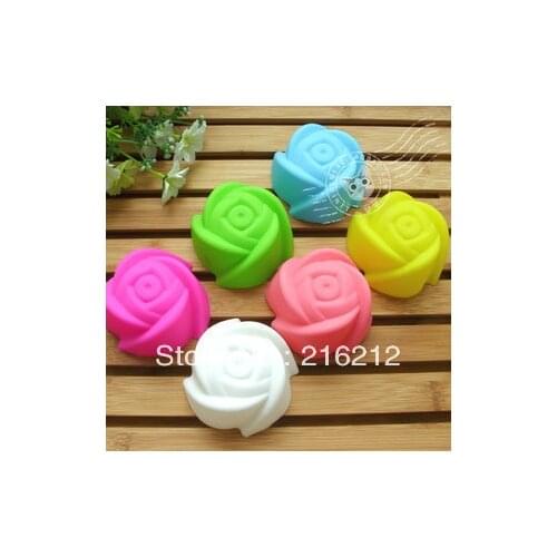 Edge diameter 7cm Rose-shaped Silicone Muffin Cake Cupcake Cup Cake Mould Case Bakeware Maker Mold Tray Baking Jumbo