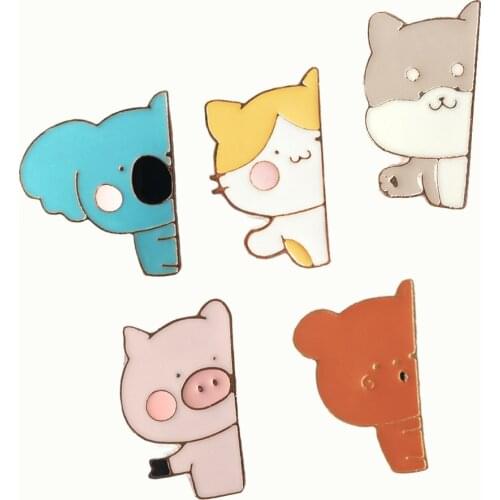 Enamel Pins Cute Squirrel Pig Elephant Bear Cat Animal Brooch For Women Hat Clothes Accessories Jewelry Gift Scarf Buckle