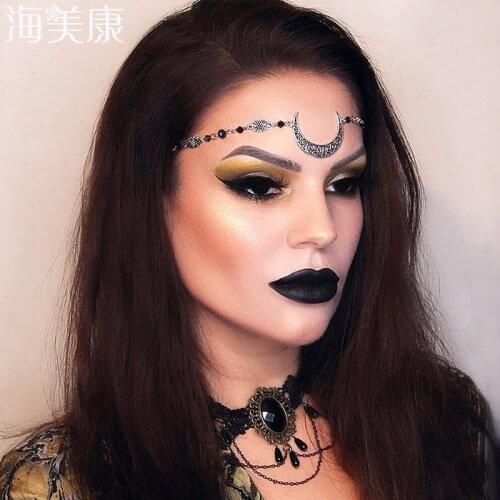 Haimeikang Gypsy Bohemian Silver Gold Headband Flower Head Chain Forehead Wedding Hair Accessories Headpiece Jewelry for Women