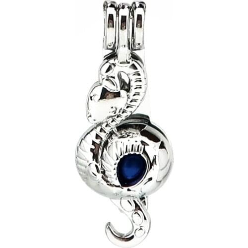 K940 5pcs/lot Silver Copper Mystery Cobra Snake Beads Cage Pendant Locket Fairytale Party Essential Oil Diffuser