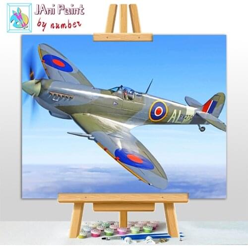 Fighter Spitfire Diy Picture Painting by Numbers With Frame Canvas Wall Art Modern Home Decoration Crafts For Adults Acrylic