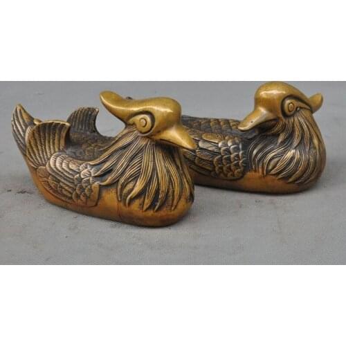 China Bronze Auspicious Decoration Conjugal love mandarin duck Lucky Bird Statue