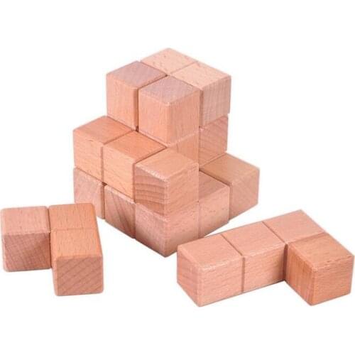 Classic IQ Wooden Cube Soma Puzzle Mind Brain Teaser Wood Game for Adults Children