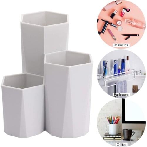 3 Lattices Cosmetic Make-up Brush Storage Box Table Organizer Make Up Tools Pen Storage Makeup Nail Polish Cosmetic Holder Box