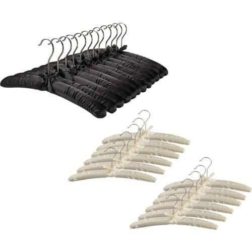 LUDA 15inch Large Satin Padded Hangers with Gold Hooks ,Silk Hanger for Wedding Dress Clothes,Coats,Suits,Blouse