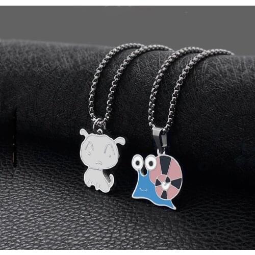 Fashion titanium steel lucky snail necklace stainless steel animal pendant couple accessories jewelry hot sale