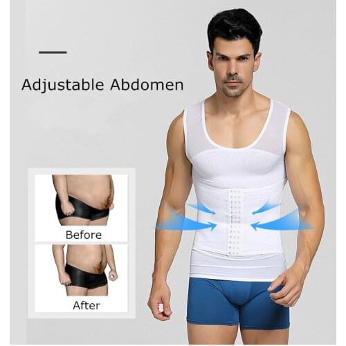 Men Body Shaper Vest Fitness Slimming Belt Waist Control Shapers Corrective Underwear Abdomen Fat Burning Shapewear Vest for Man