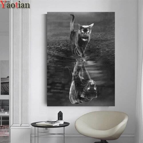 5D Diamond Painting Kit Diamond Mosaic Animal black Cat Panther Full Square Diamond Embroidery novel Sale Rhinestone Picture art