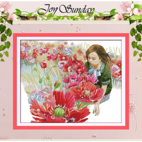 The Girl In The Flowers Counted Cross Stitch 11 14CT Cross Stitch Sets Wholesale Chinese Cross-stitch Kits Embroidery Needlework