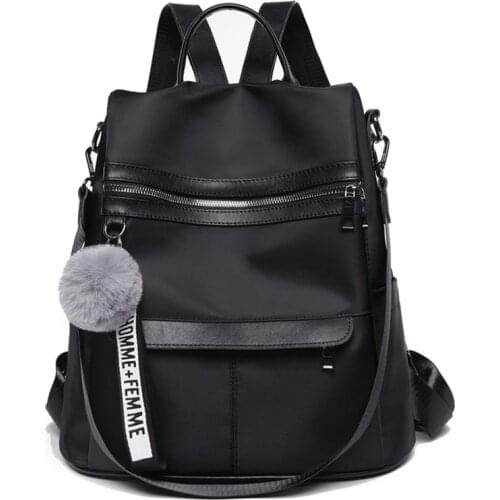 2021 New Backpacks for women Waterproof Anti-theft Oxford Cloth School Bags Simple College Wind Bags Hair Ball Pendant GE11